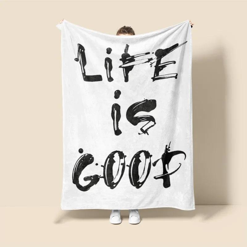 Morandi Tone Abstract Botanical Blanket – Scandinavian Minimalist Throw for Sofa & Home Caf – Dual Purpose Graffiti Design