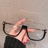 Retro Oversized Square Semi-Metal Transparent Glasses Frame For Women Anti-Blu-Ray Double Bridges Glasses Woman Optical
