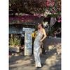 Hand-sewn Beaded Ruched Halter Tie High-stretch Tube Top