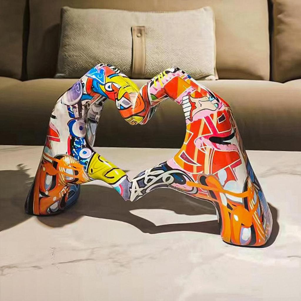 Herz Hände Skulptur Bunte Graffiti Liebesgeste Verzierung Bunte Malerei Herz Hand Skulpturen Liebesgeste Pop Art