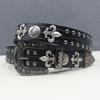 Skull Rivet Crocodile Pattern Leather Belt - Unisex Punk Style