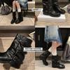Thick-soled Belt Buckle Pleated Medium Boots Women's 2025 Autumn and Summer New Western Cowboy Short Boots Martin Boots Pant Tube Boots