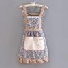 Canvas Household New Erasable Apron, Kitchen Shoulder Strap Anti Fouling Breathable Princess Skirt, Cooking Waist Work Clothes.