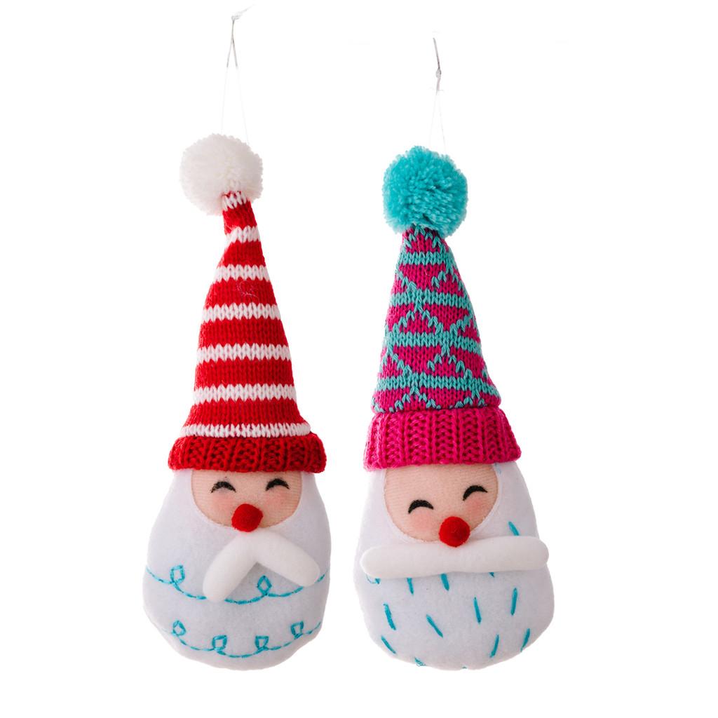 Christmas Decoration Blue And White Striped Knitted Santa Hat Forest Gnome Ornament