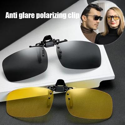 Polarized Clip-on Sunglasses Anti-Glare Protection Flip-up Sunglasses for Men Women Driving Travelling Sunglasses Accessories Eyewear