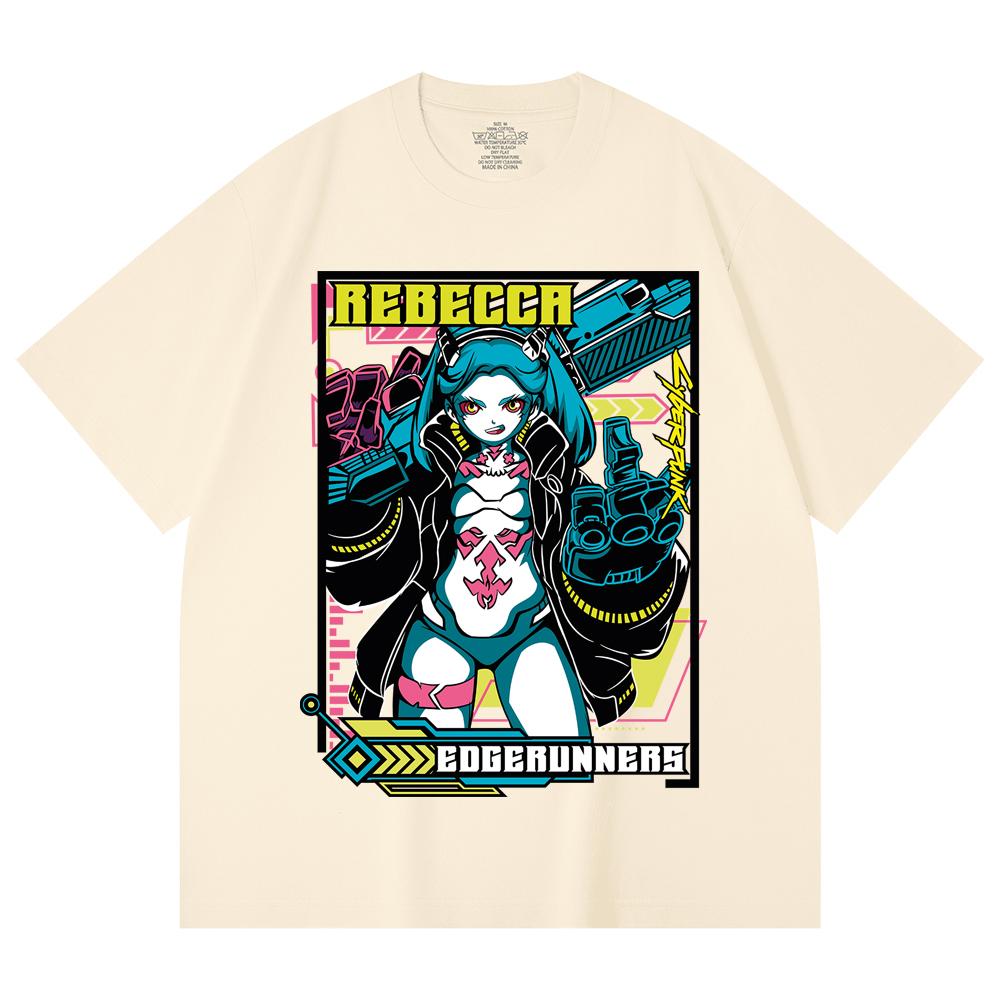 230 Gsm 100% Cotton Cyberpunk V9 Rebecca Print Unisex Heavy Cotton T Shirt