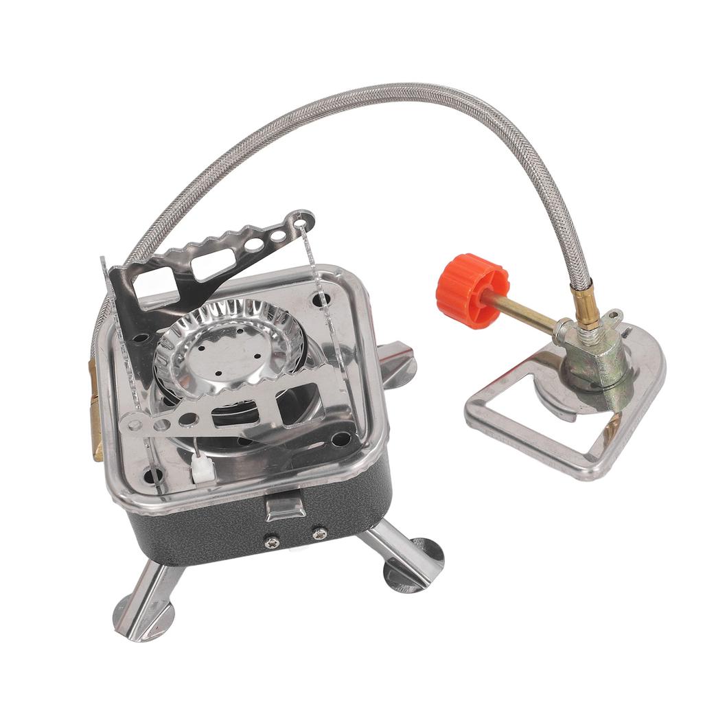 Camping Stove Folding Stable Support Wind Resistant High Efficiency Portable Gas Stove for Outdoor Hiking Black