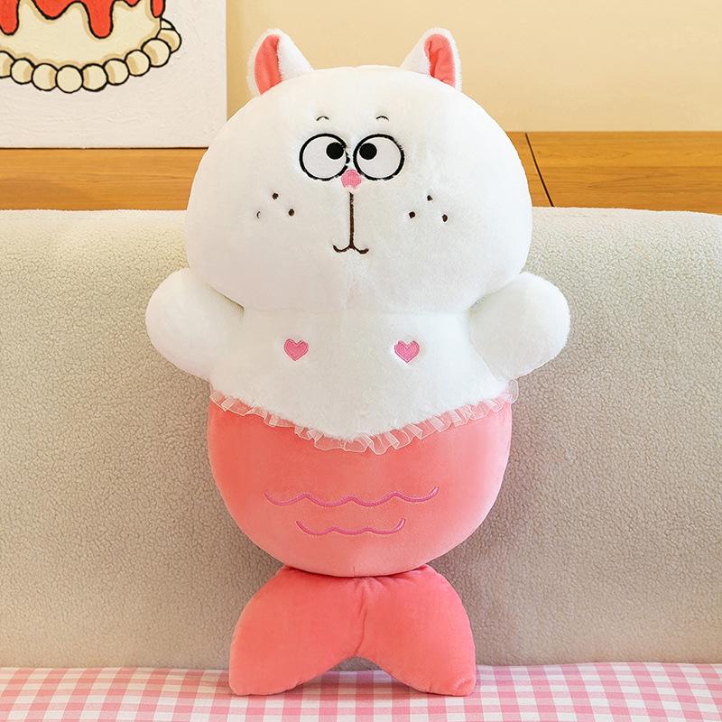 Creative Mermaid Cat Doll Plush Toy Sofa Pillow Funny Rag Doll Children'S Bed Pillow Doll