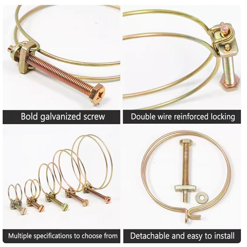 10Pcs Adjustable Pipe Clamp Double Wire HoseClip Plumbing Fastener Hardware Kit Double Wire Hose Clip Plumbing Fastener Hardware