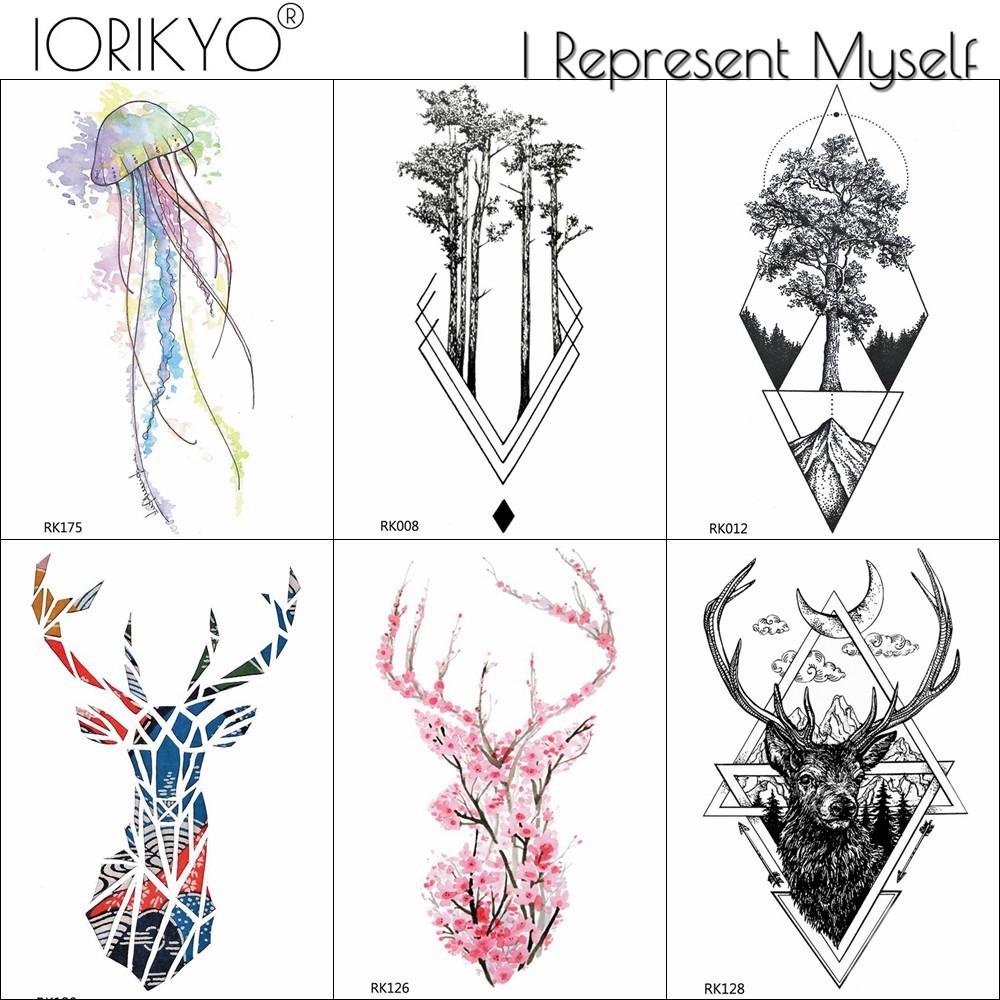Tatouage Arbre De Vie Geometrique Acheter 6 Pièces / Lot Cerf De wapiti Tatouages temporaires Faux  autocollant Arbre géométrique Aquarelle Corps Art Bras Tatoos | Joom