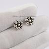 Handmade Puffed 925 Sterling Silver Stud Earrings: Dainty Round Jewelry