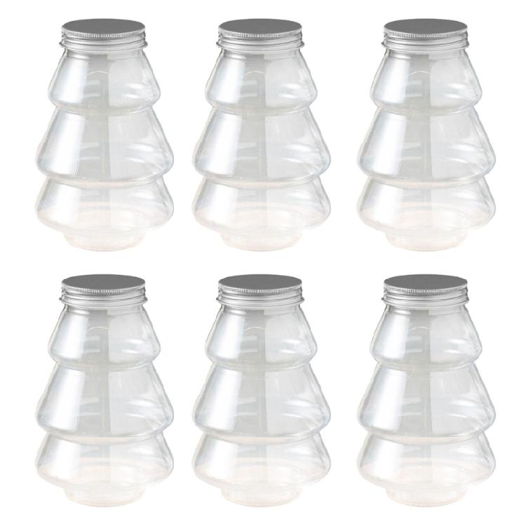 

Christmas Tree Candy Jar Set of 6 Clear Snacks Biscuit Cookie Nut Wrapping Box 1