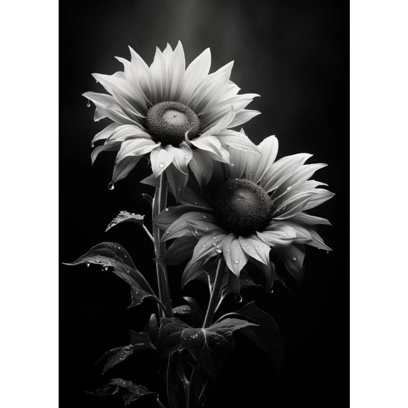 Modern Black and White Flower Posters Abstract Canvas Painting Print Pictures Wall Art Poster Home Living Room Decor Frameless