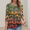 Women's Fashion Casual Round Neck 3/4 Sleeve Loose Printed T-Shirt Ladies Top