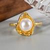 Französischer Lotus-Perlenring - Retro Unregelmäßiges Design für Damen