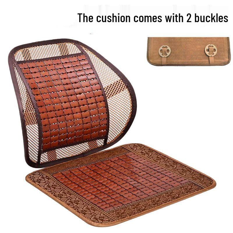 Bamboo Lumbar Support Cushion - Breathable Car & Office Backrest Pillow for Summer