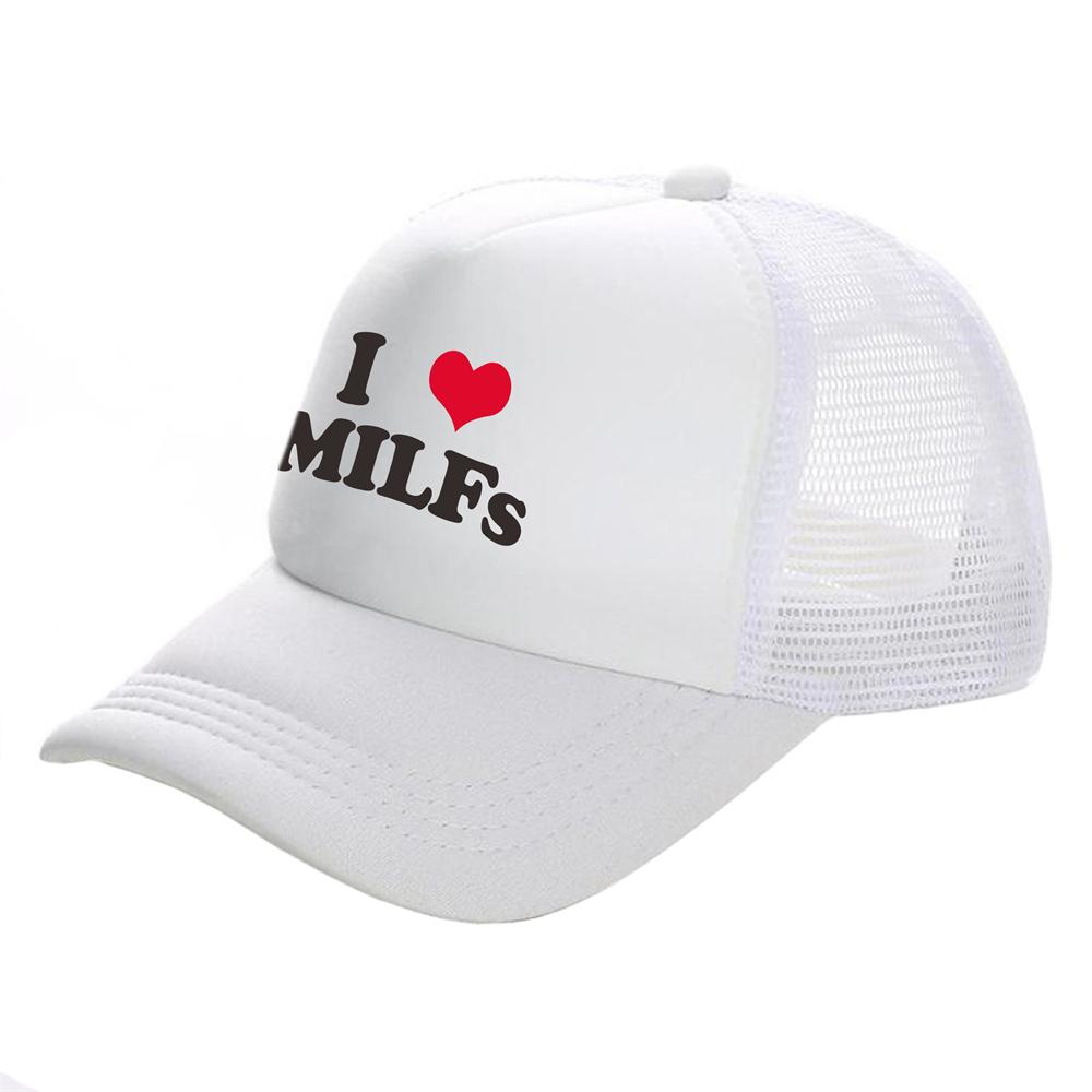 Amo le MILF Cappellini da camionista Unisex Divertenti Cappello con Umorismo Cappellino da baseball Fresco Estivo Rete Traspirante Unisex Cappellini MZ