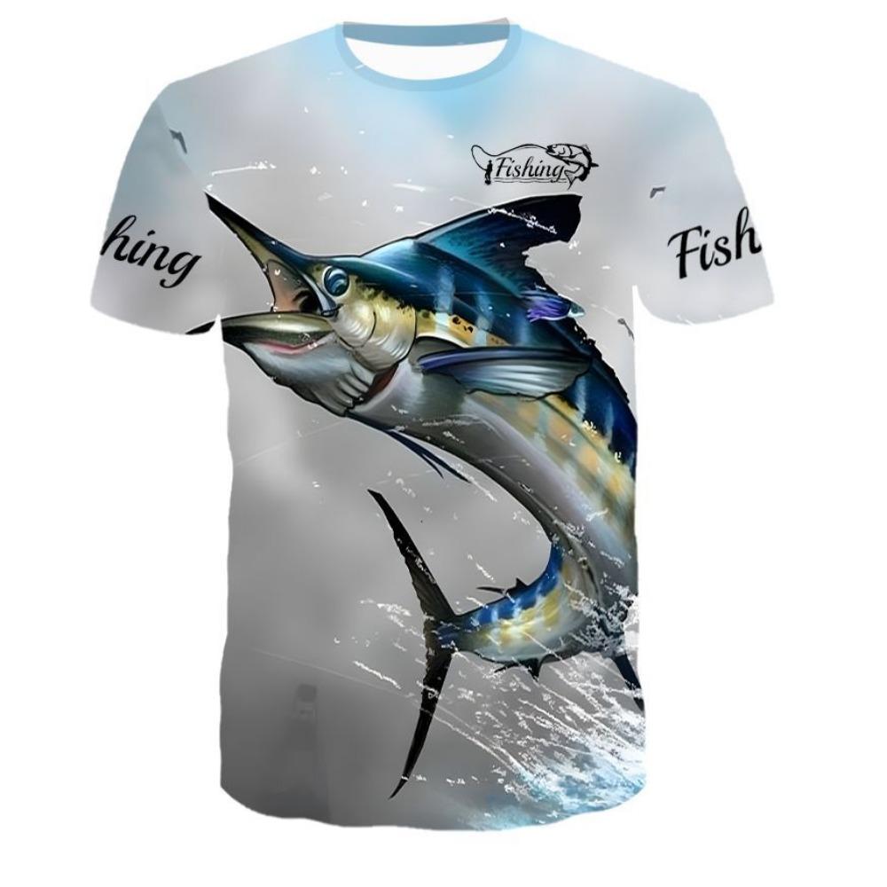 Tuna Ocean Digital Printed Short Sleeve Men's Fishing Enthusiast T-shirt Hot Selling Fashionable Men's Clothing