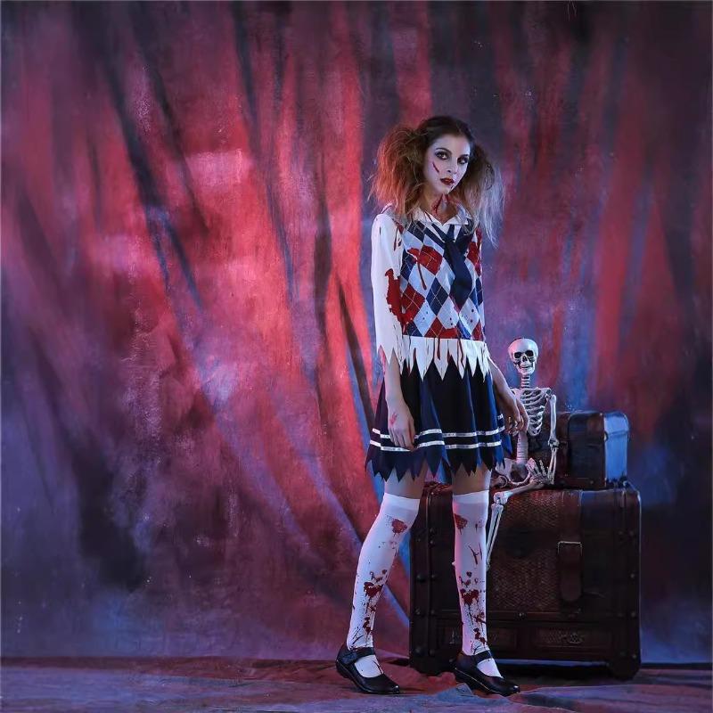 Halloween cosplay blood-stained plaid student witch vampire snake demon game cosplay costume