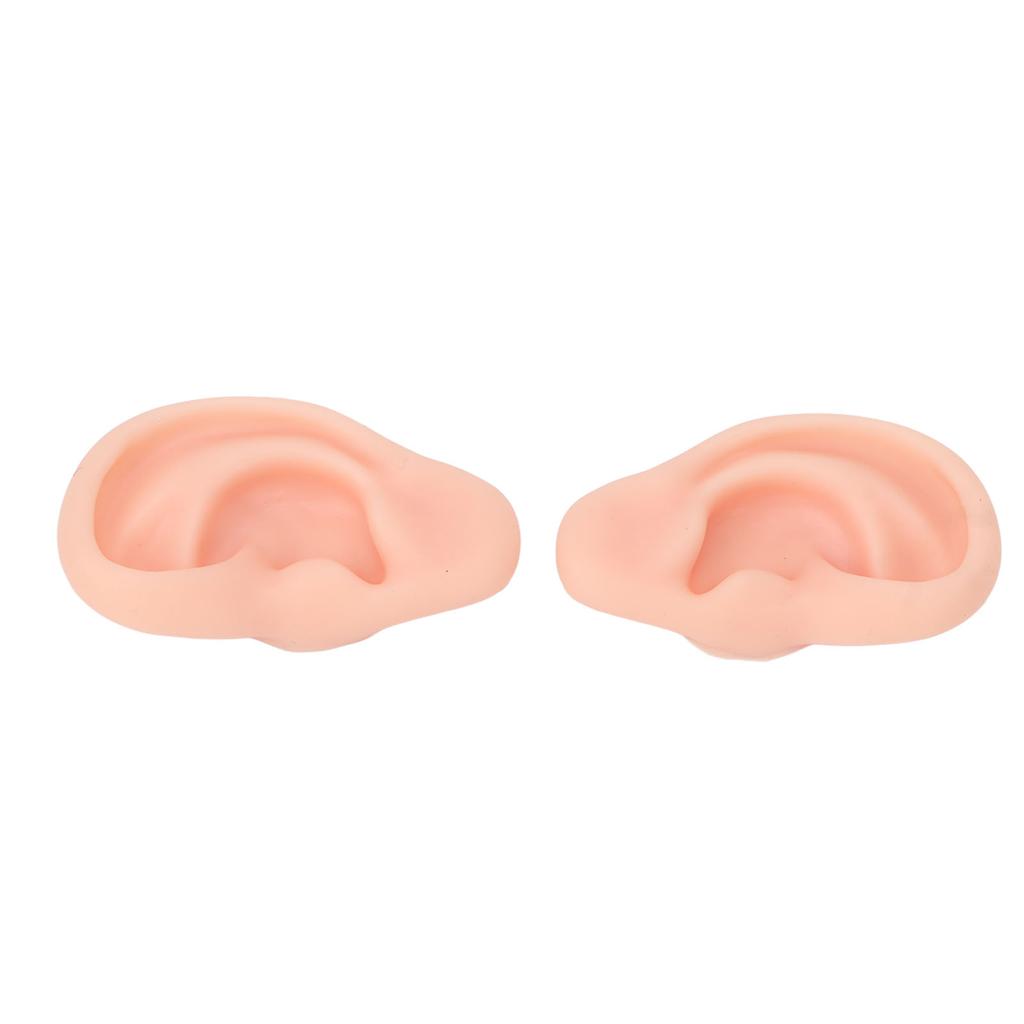 1 Pair Silicone Ear Model Soft Flexible Simulation Ear Model for Earrings Display Ear Piercing Exercise Light Skin Color