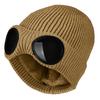 Knitted Hat Glasses Decor Stretchy Soft Plush Lining Casual Ears Protection Solid Color Autumn Winter Women Men Skull Beanie Cap Streetwear