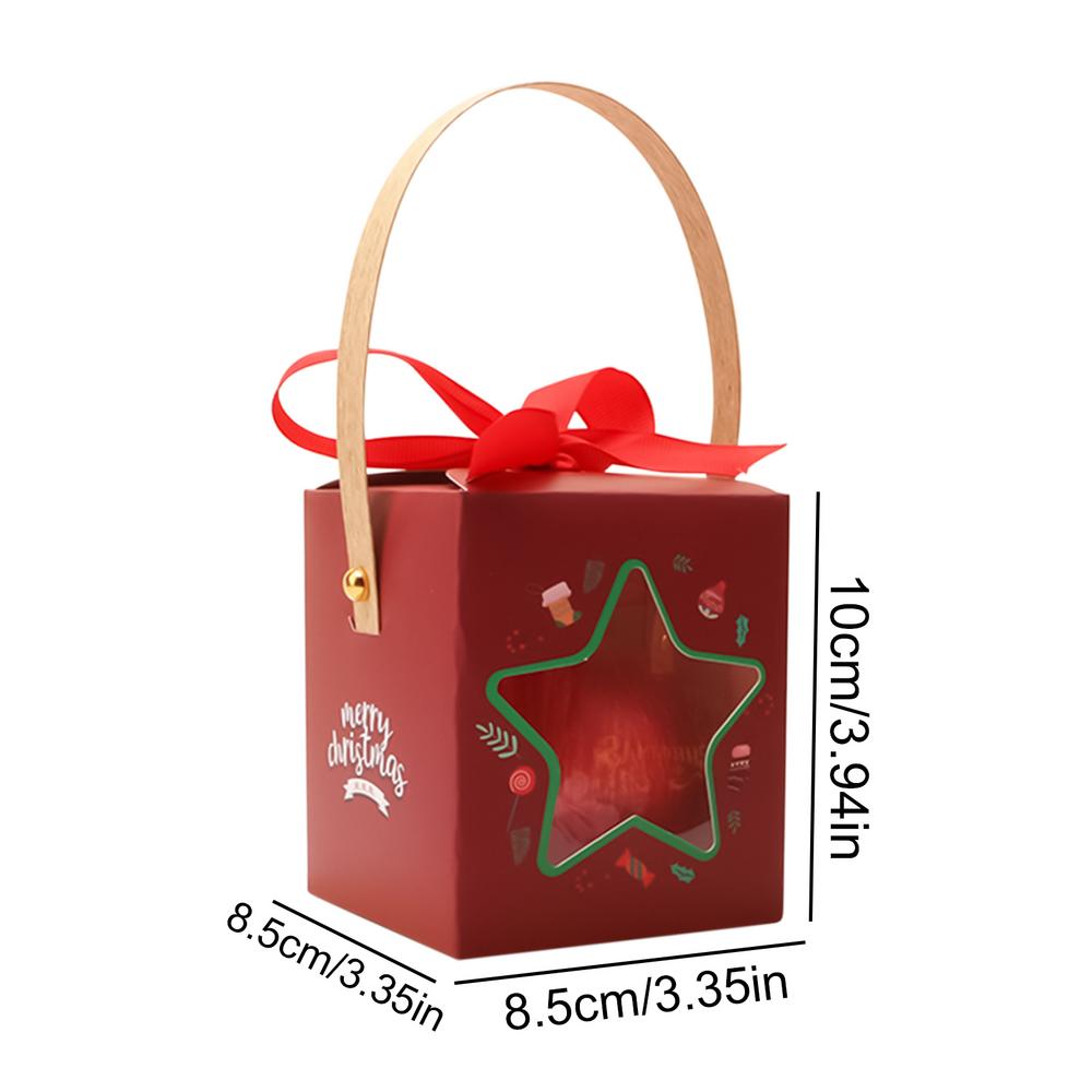 Christmas Goodie Boxes Wrapping Container With Window And Handle Holiday Party Favor Boxes For Fruits Family Gatherings