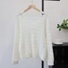 Early autumn new hollow design knitted cardigan thin soft waxy sweet loose sweater jacket women