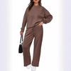 2024 Trendy Knit Women's Two-Piece Set: Long-Sleeve Top & Wide-Leg Pants with Pockets