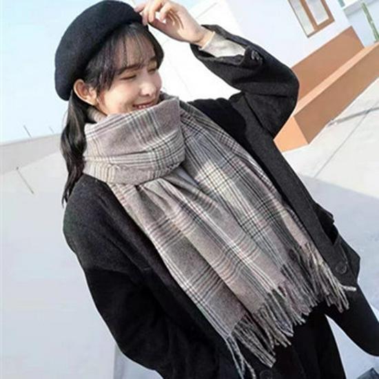 Women's Imitation Cashmere Scarf - Autumn/Winter British Plaid, Thick, Warm, Fashionable Shawl
