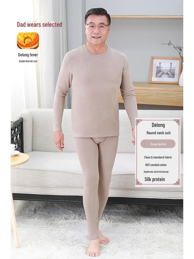 Delong Herren Thermo-Unterwäsche Set - Plus Samt Warmer Anzug für Mittelalte und Ältere