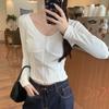 1 * 1 Thread 210g, Cotton 93% Elastane 7% Autumn and Winter Thin Zipper V-neck Slim Fit Solid Color Bottoming Shirt Top
