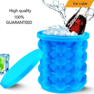 Tragbare 2-in-1 große Eiskübelform aus Silikon mit Deckel, platzsparende Würfelformer-Werkzeuge für Küchenparty-Bargeschirr