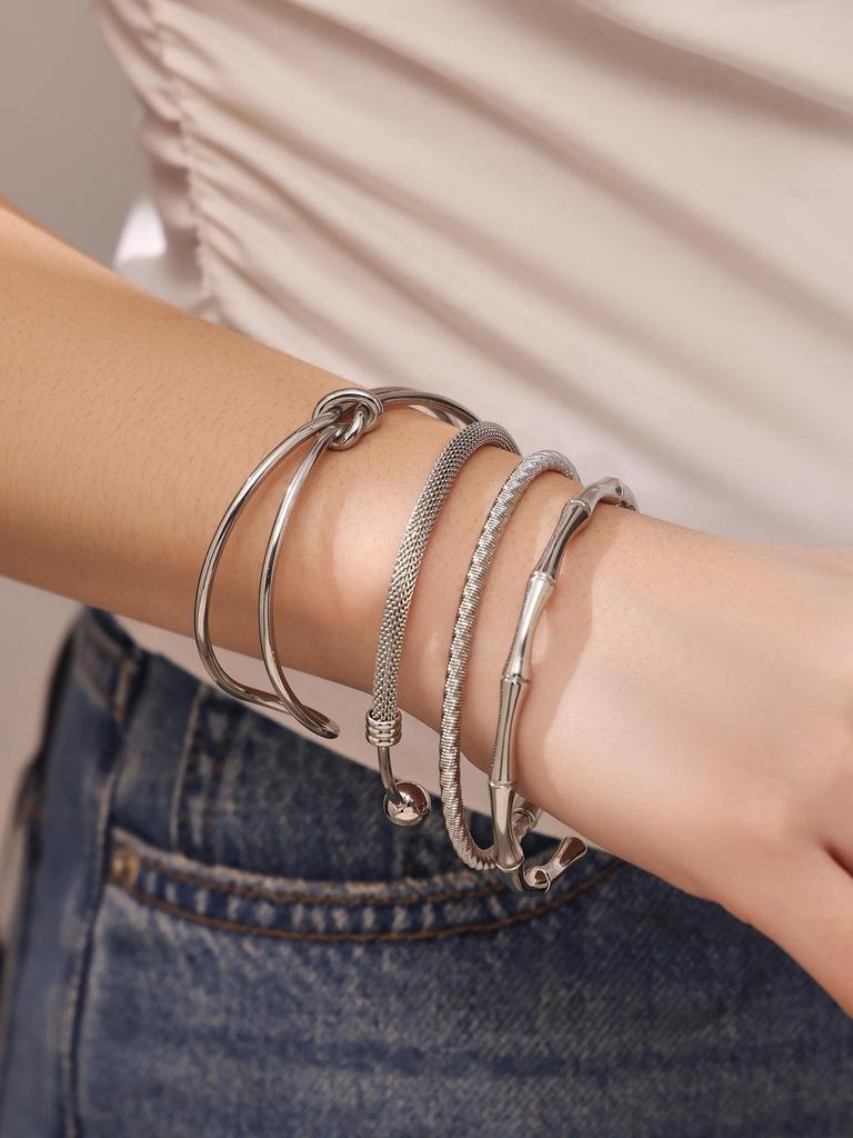 Stainless Steel Bamboo Joint Openable Bracelet - Unique European & American Design, High-Quality Texture