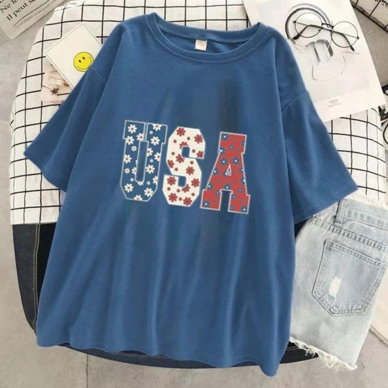 Summer T-shirt Women's Letter Printed Pure Cotton Short Sleeved Top T-Shirts Women’s