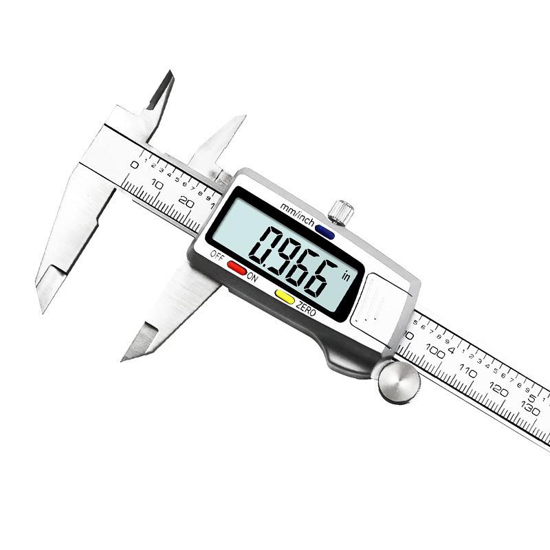 Electronic Digital Vernier Caliper with Three-Color Buttons, Stainless Steel, 0-150mm for Measuring Inner and Outer Diameters