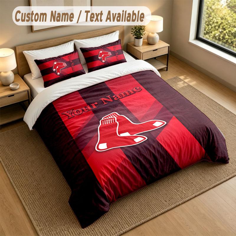 Bedding Set 1 Duvet Cover 2 Pillowcases Boston Red Sox Print Soft Bed Linen Bedroom Decor