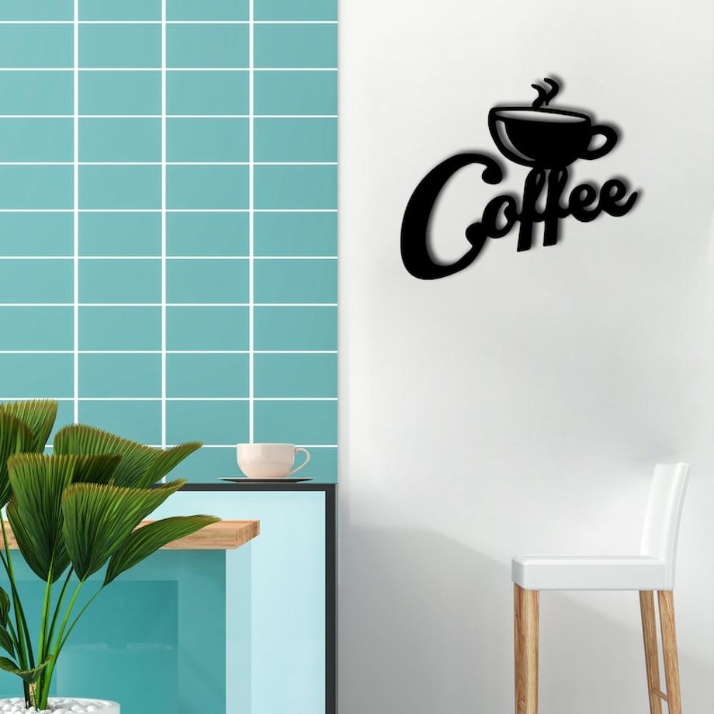 Metal Wall Art Home Decor Coffee Line Artwork Living Room Kitchen Office Gift