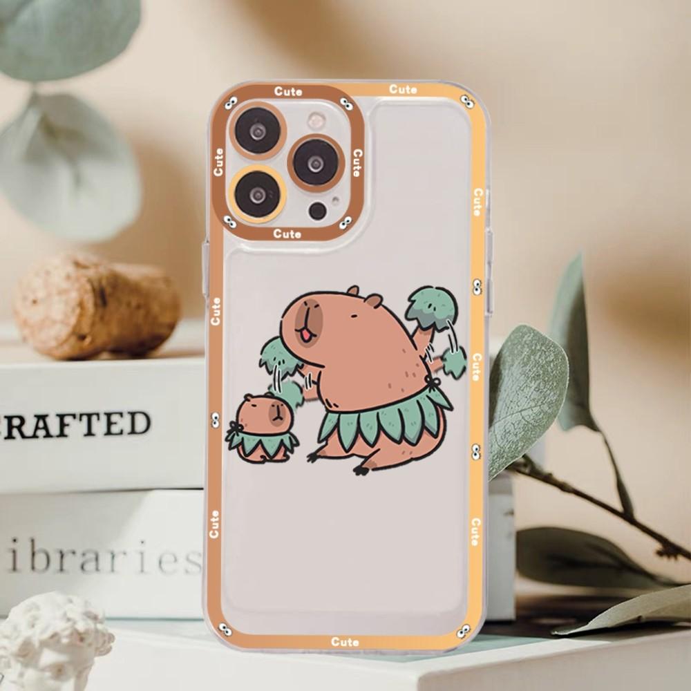 Cartoon Capybara Phone Case For iPhone 15 11 12 13 14 Mini Pro Max XR X XS TPU Clear Case