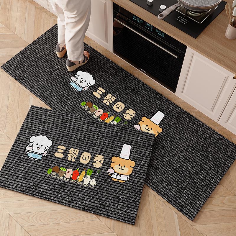 Cartoon Diatomaceous Earth Kitchen Mat: Water & Oil Absorbent, Quick-Drying, Dirt-Resistant, Non-Slip, Wear-Resistant Floor Pad.