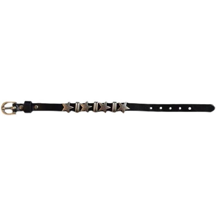 Punk Leather Spike-Bracelet Vintage Belt Buckle Bracelet Star Leather Cuff