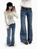 Yuyi 2026 Spring Retro Low-Waist Micro-Flare Textured Women's Jeans CX8888