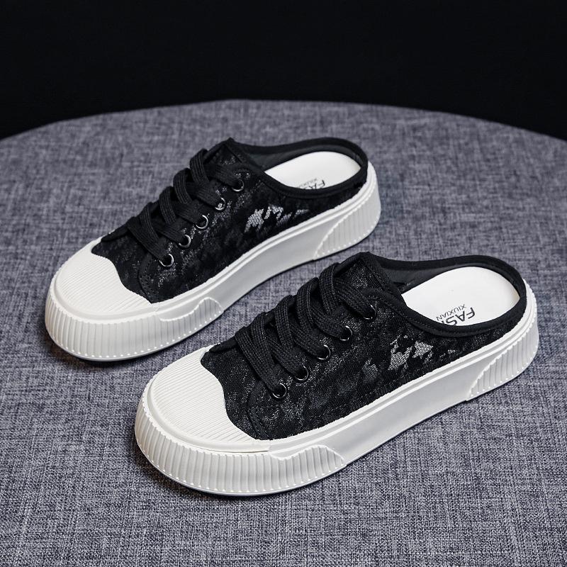 

Баотоу полутапочки женские летние новые туфли-сетка без задника женские дышащие сетчатые ленивые прохладные тапочки 35