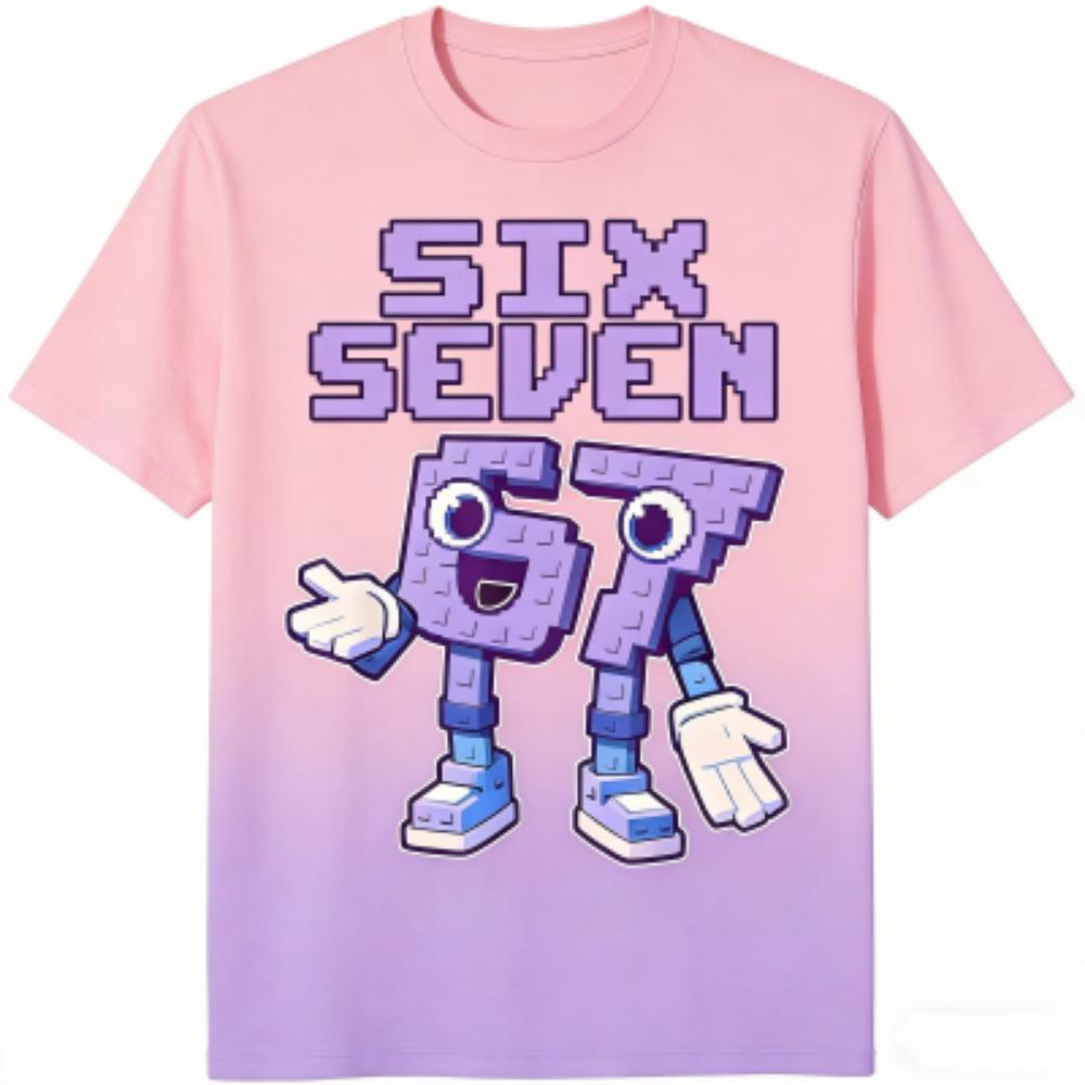 Sommer Mode Cartoon 67 Druck Herren T-Shirts Sommer Street Kurzarm Outdoor Freizeitkleidung für Herren und Damen T-Shirts Top