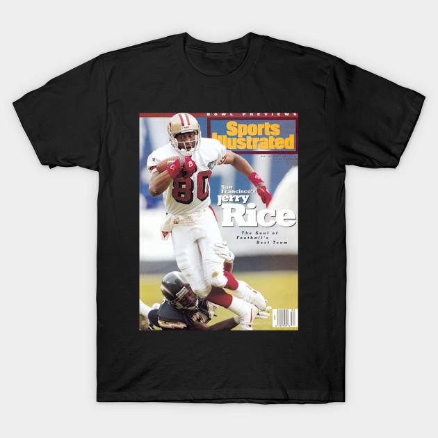 

Men Black Print T-shirt Jerry Rice Sports Illustrated No-Cut Transfer Paper Print Cotton Tshirt L чорний