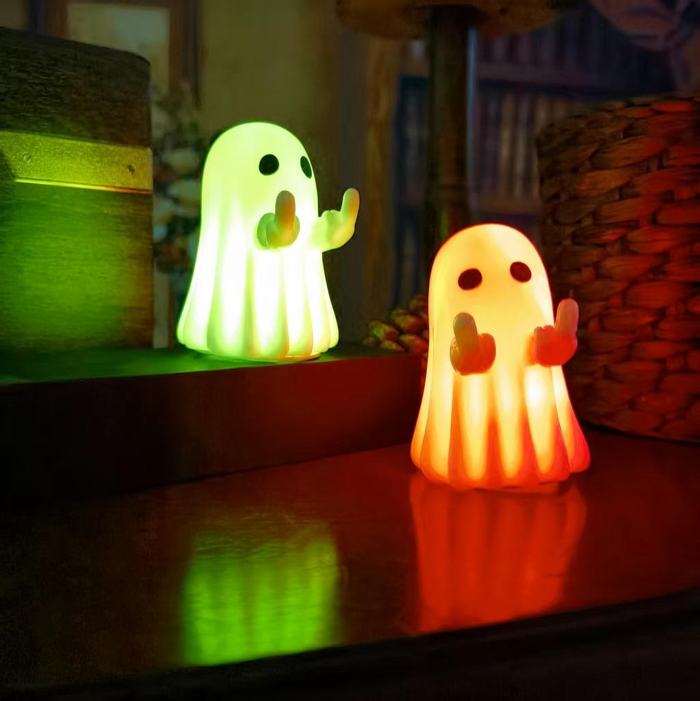 1Pc New Cute White Ghost Party Decoration with Lighting, Courtyard Ornaments, Study Desktop Decorations, Small Ornaments