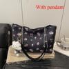 Sweet Bow Floral Shoulder Bag for Women Large Capacity Tote Crossbody Bag College Students Handbag