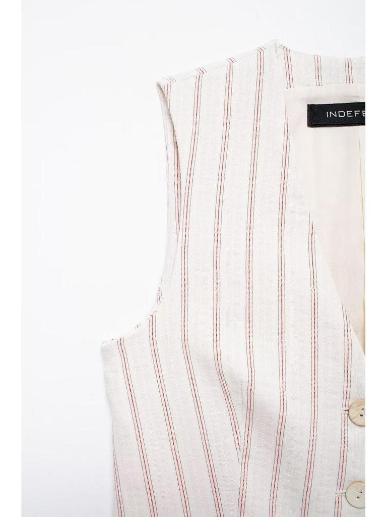 Autumn 2024 Women's European & American Style Striped Vest and Shorts Set