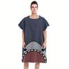 Funny Shark Flat Print Hooded Beach Towel Quick Dry Surf Poncho Changing Robe for Women Adult Swimming Travel Pool Bath Mat
