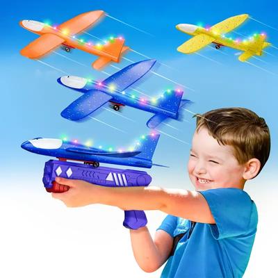 Başlatıcılı Uçak Oyuncakları, 3-12 Yaş Erkek ve Kız Çocuk Oyuncakları Doğum Günü Hediyeleri, 12,6 İnç 2 Uçuş Modu Yürümeye Başlayan LED Köpük Planör
