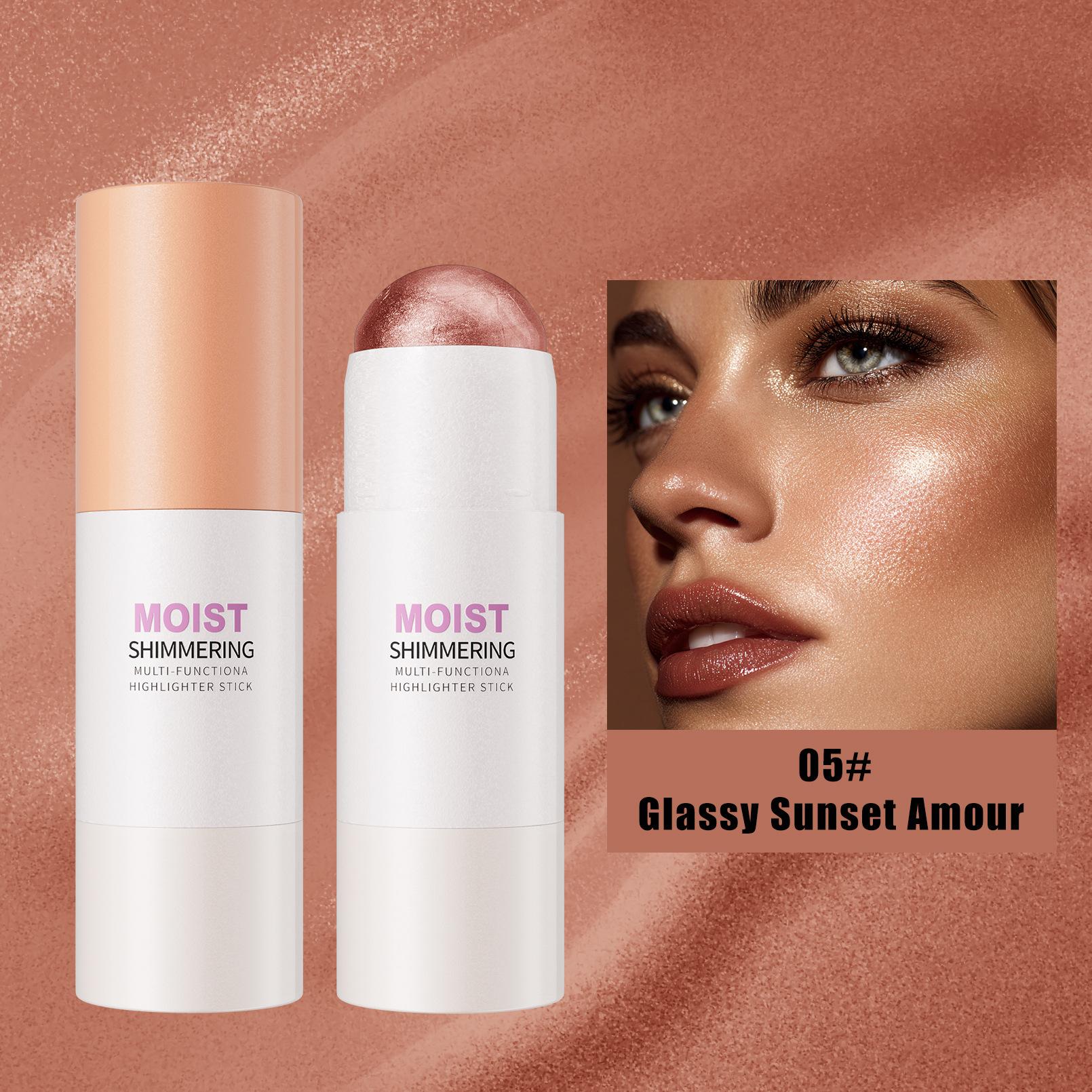 Highlight Stick, Parelmoer Drie-Dimensionale Gemodificeerde Transparante Glazen Glans Highlighter Pen 6.8g
